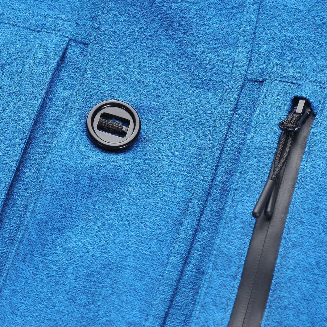 Men's Hoodie with Fake Fur Padded Blue Waterproof Multi Functional Pocket Jacket