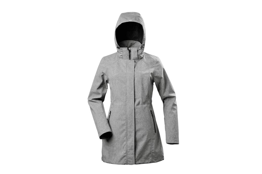 Lady's Long Softshell Melange Gray Windbreaker Waterproof Jacket