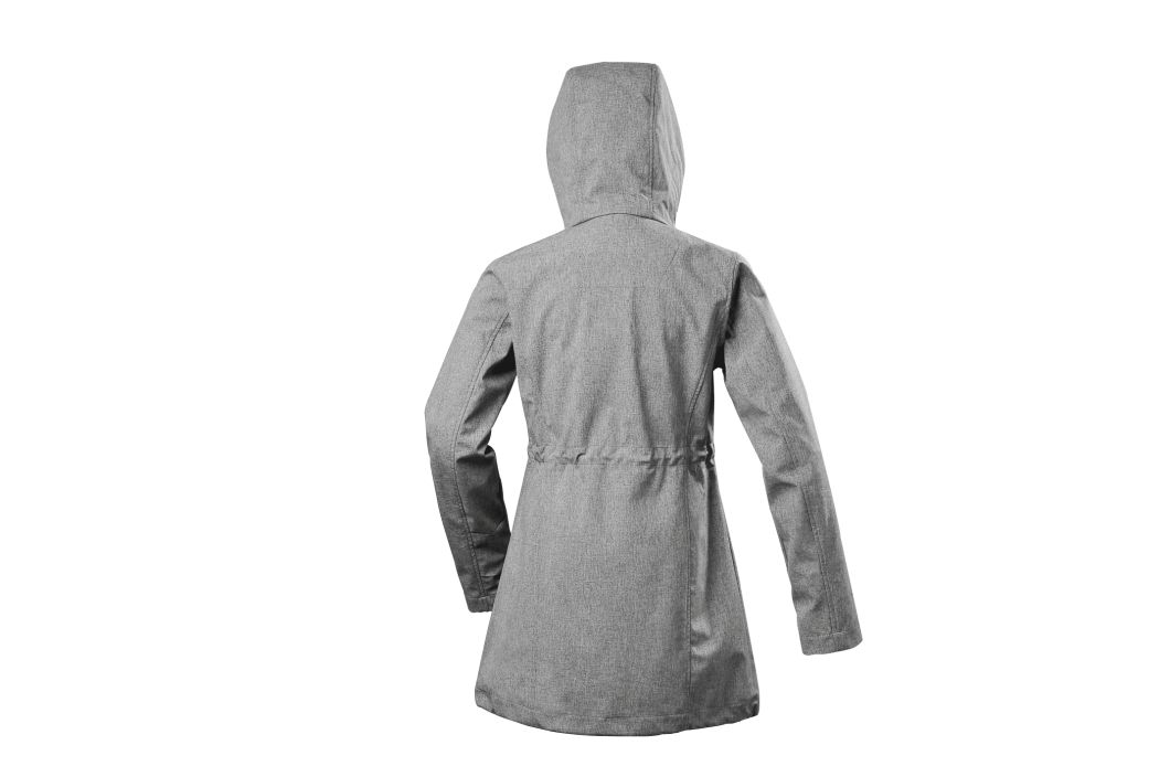 Lady's Long Softshell Melange Gray Windbreaker Waterproof Jacket