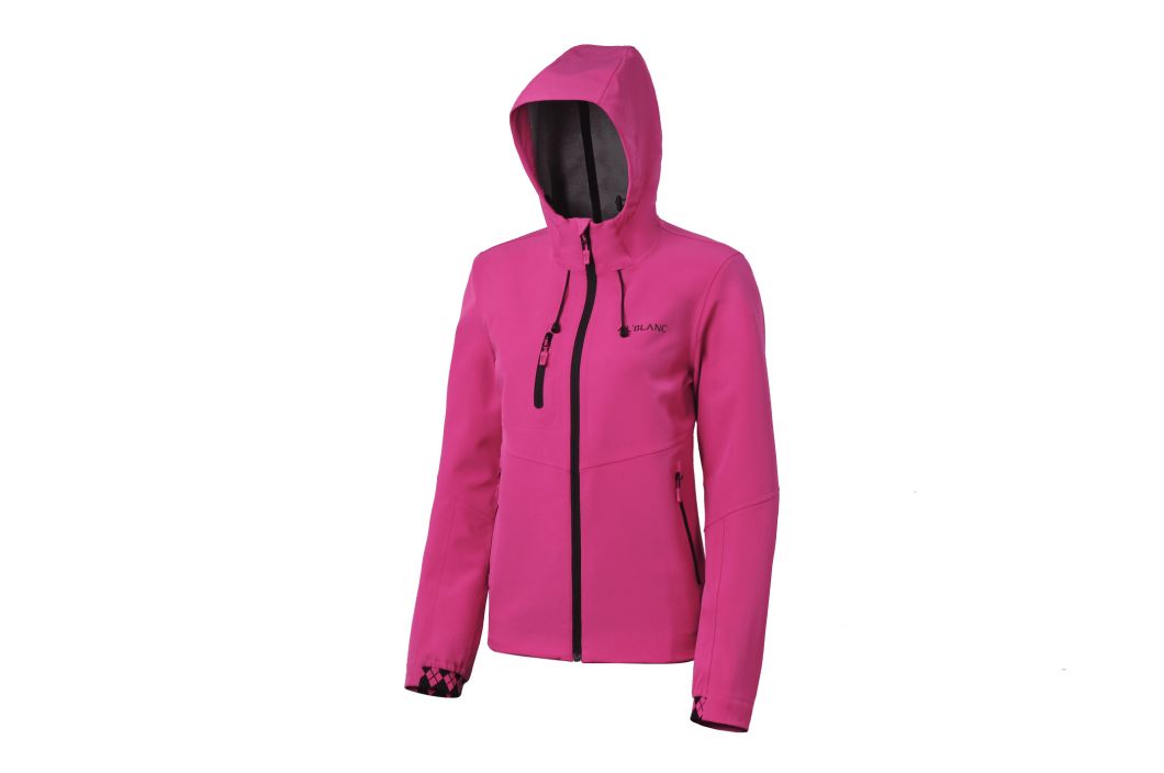 Lady's Softshell Hoodie Rosy Red Seam Taped Jacket