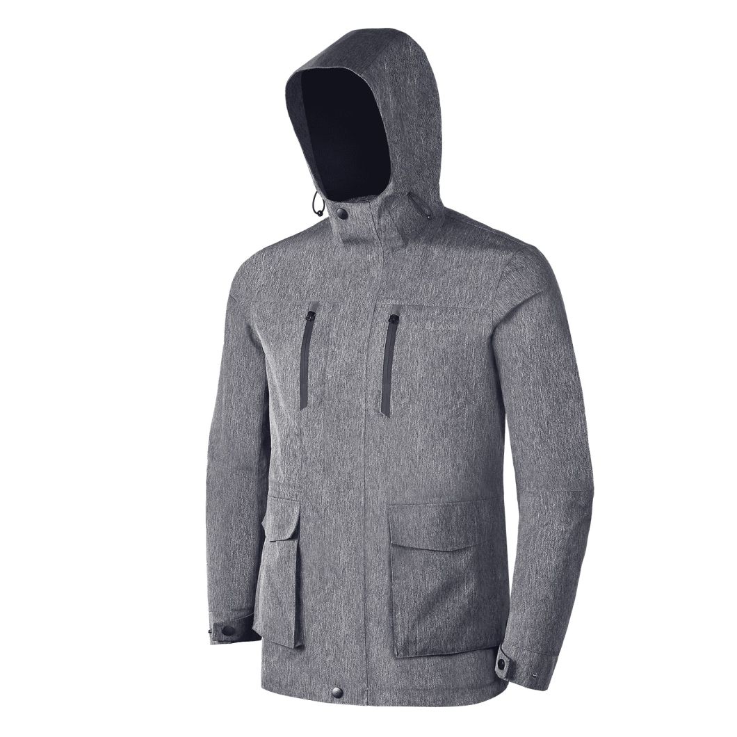 Men's Melange Grey Padded Waterproof Hoodie Body Warm Jacket