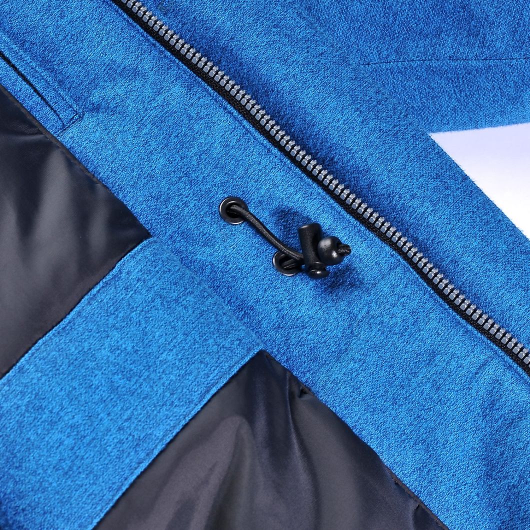 Men's Hoodie with Fake Fur Padded Blue Waterproof Multi Functional Pocket Jacket