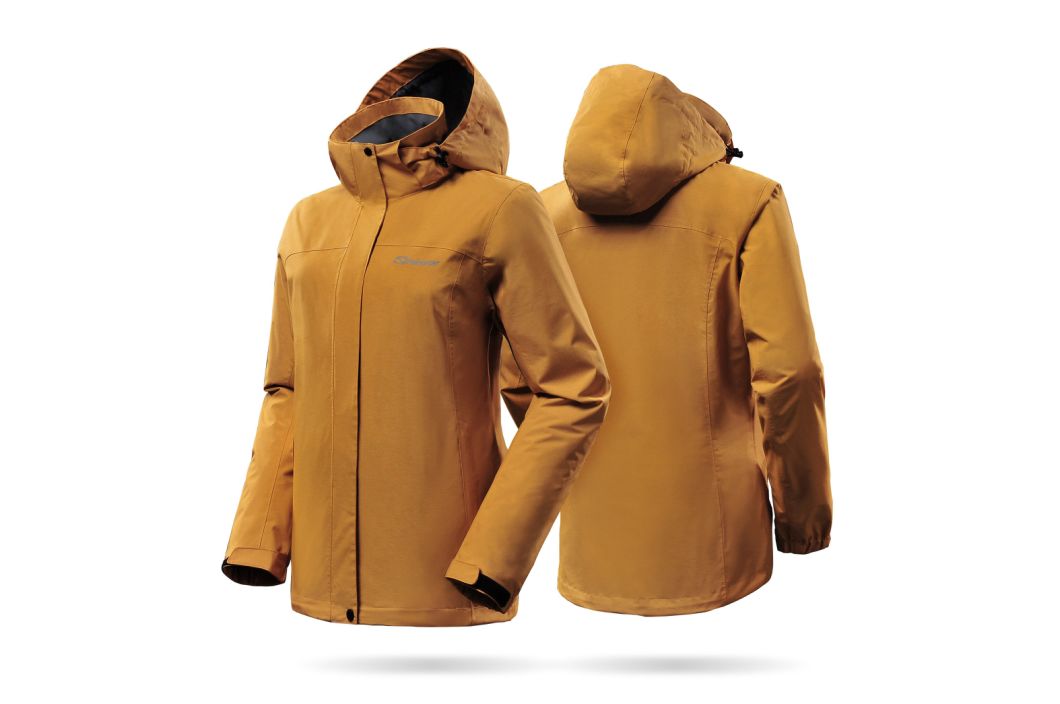 Lady's Waterproof Detachable Hood Long Sleeve Body Warm Jacket