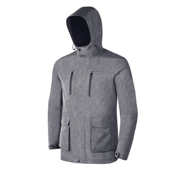 Men′s Melange Grey Padded Waterproof Hoodie Body Warm Jacket