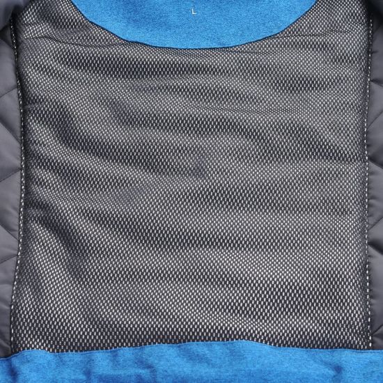 Men′s Hoodie with Fake Fur Padded Blue Waterproof Multi Functional Pocket Jacket