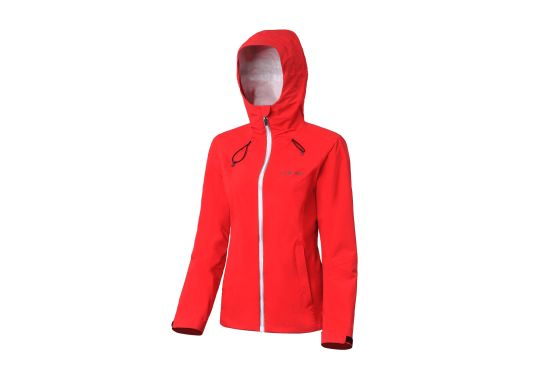 Lady′s Hoodie Waterproof Red Breathable Long Sleeve Jacket
