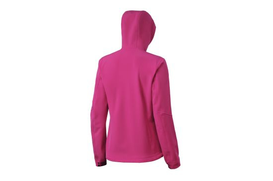 Lady′s Softshell Hoodie Rosy Red Seam Taped Jacket