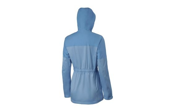 Lady′s Waterproof Light Blue Hoodie Long Sleeve Lightweight Jacket